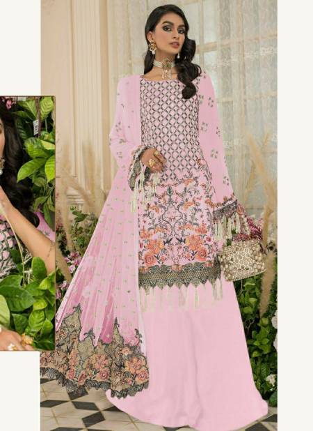 Pink Colour RAMSHA R 467 NX Heavy Georgette With Embroidery Wedding Wear Pakistani Salwar Kameez R-467-D